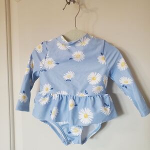 Carter's 3m girl's long sleeved daisy swimsuit